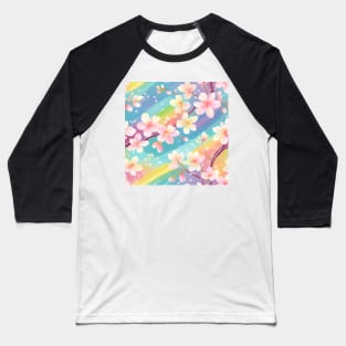 Abstract Pastel Rainbow Cherry Blossoms Baseball T-Shirt